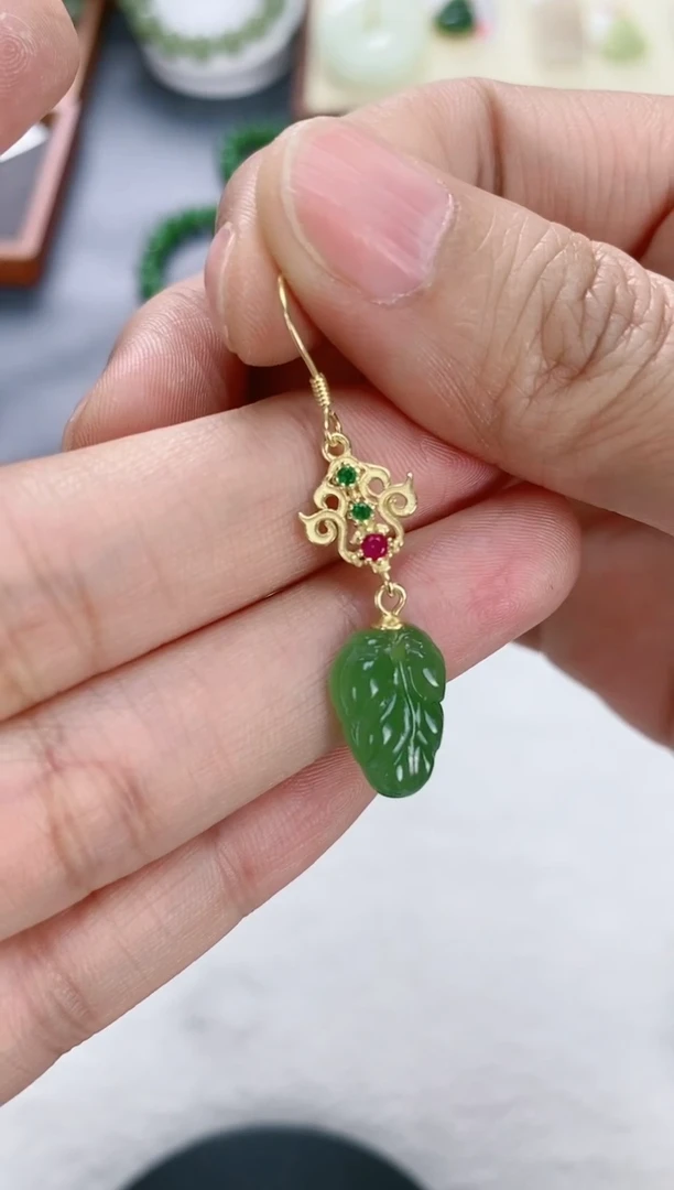 【闪购商品】和田玉耳饰银S925镶嵌xw