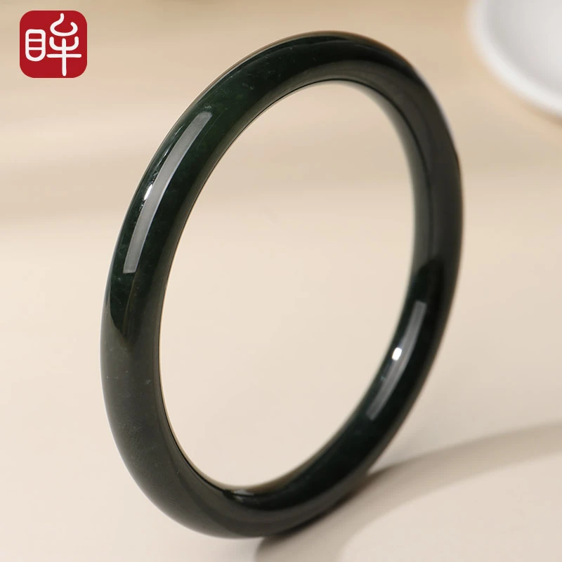 印象眸和田玉手镯青玉玉镯子美人镯玉石结构需包容 附证书 NT礼物