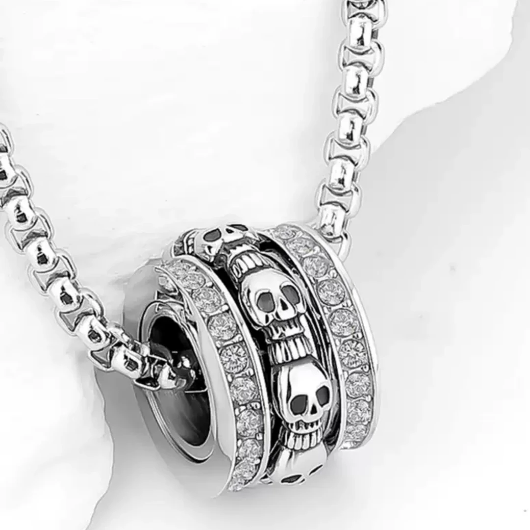 钛钢项链 骷髅头高级感百搭可旋转小蛮腰项链