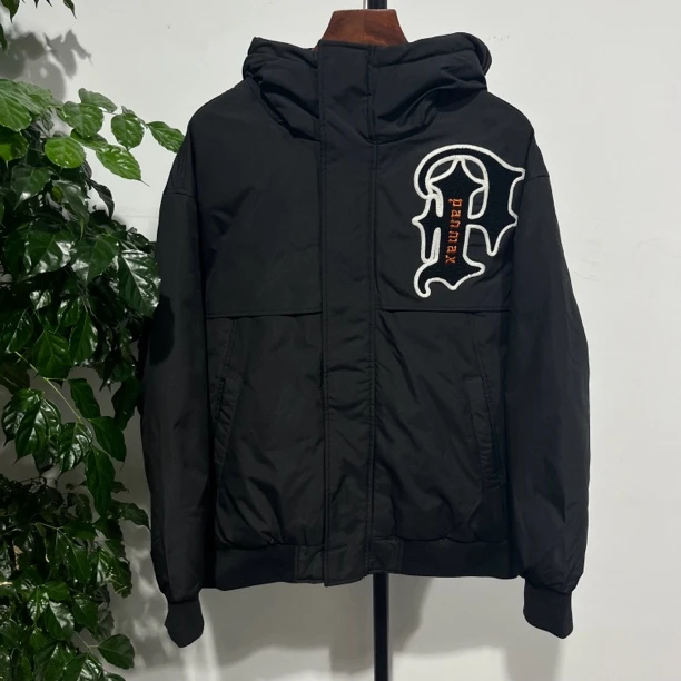 24潮牌秋冬季情侣款毛巾绣休闲连帽羽绒服 R0010