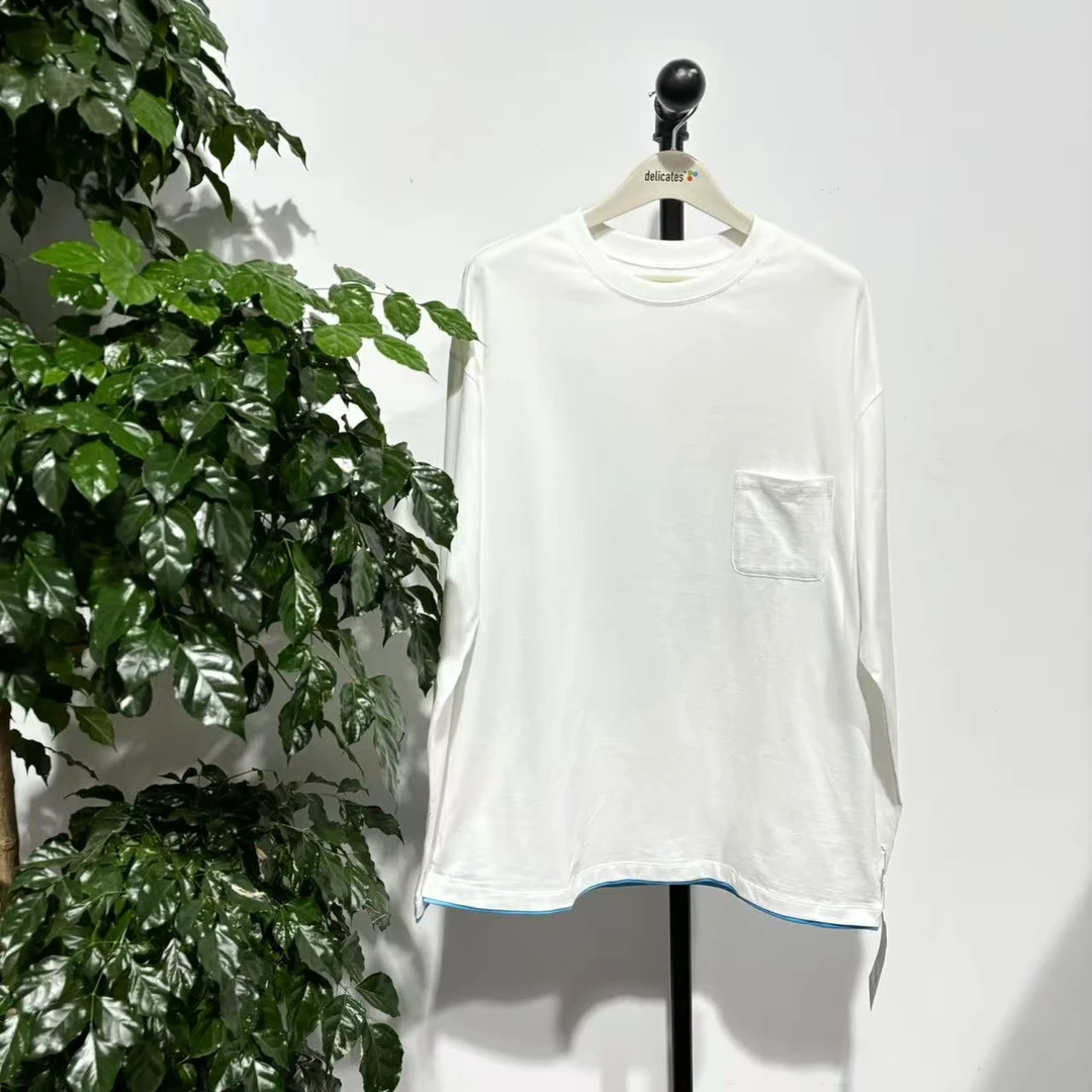 T 68 秋季男款蓝色袖口下摆拼色长袖T  TC338