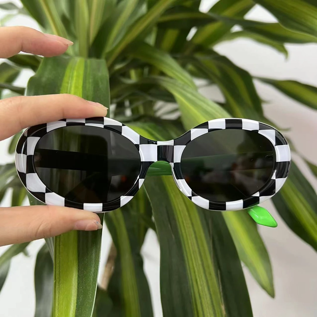 戏 潮牌时尚休闲黑白棋盘格猫眼太阳镜 TOS21221150-C25 21150