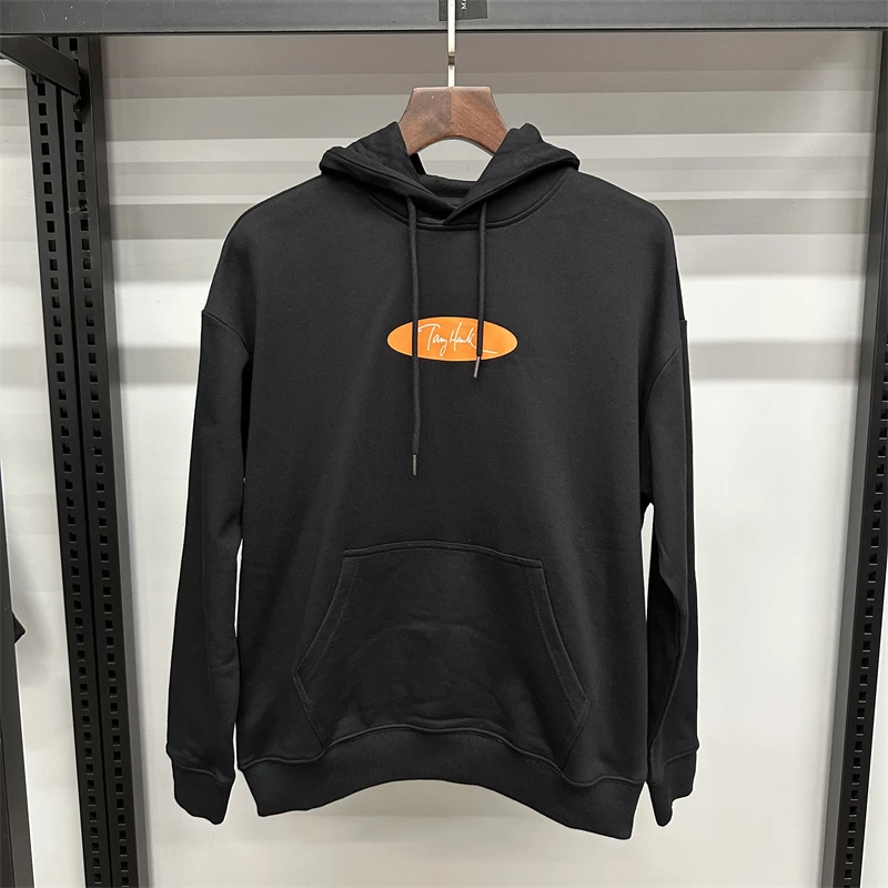 （2.18）I-1 24春秋季情侣款黑色字母印花运动连帽休闲卫衣  WY008