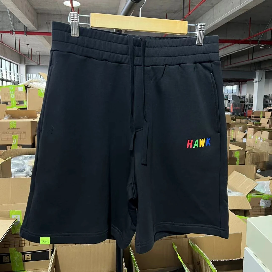 （4.7）S-33   24夏季情侣款黑色百搭字母印花运动休闲短裤 09100