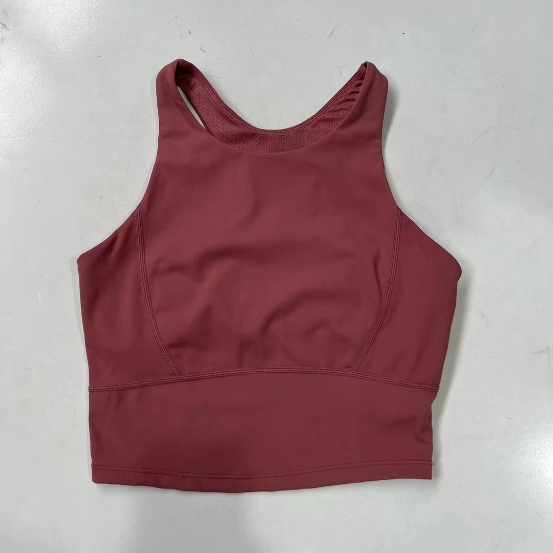 女士背心式豆沙红无钢圈运动训练瑜伽上衣 72004