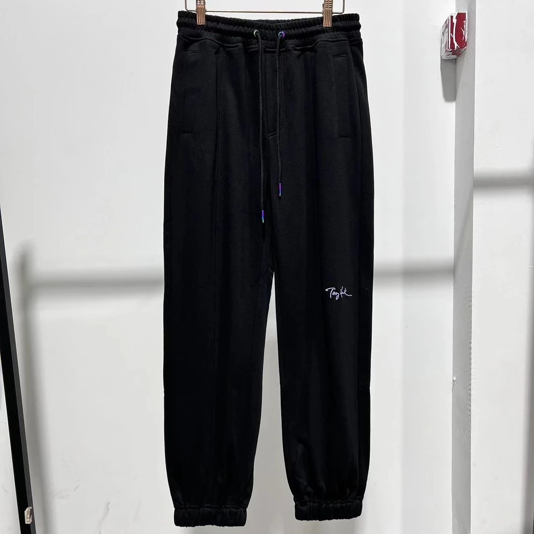 S-19  24潮牌秋季新款黑色休闲男士彩色刺绣针织束脚裤 11700