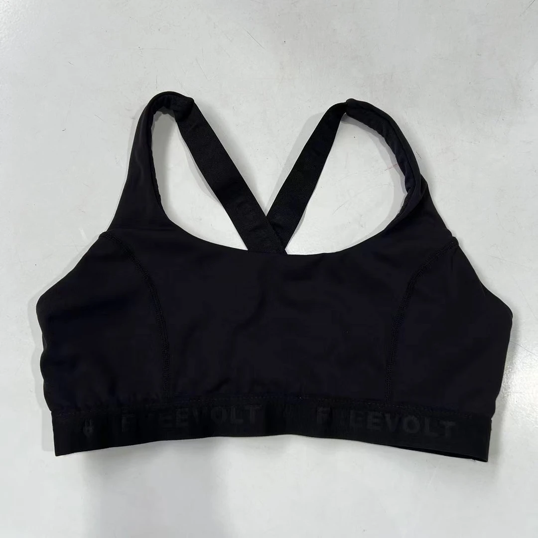 女士黑色无钢圈运动训练瑜伽上衣 72005