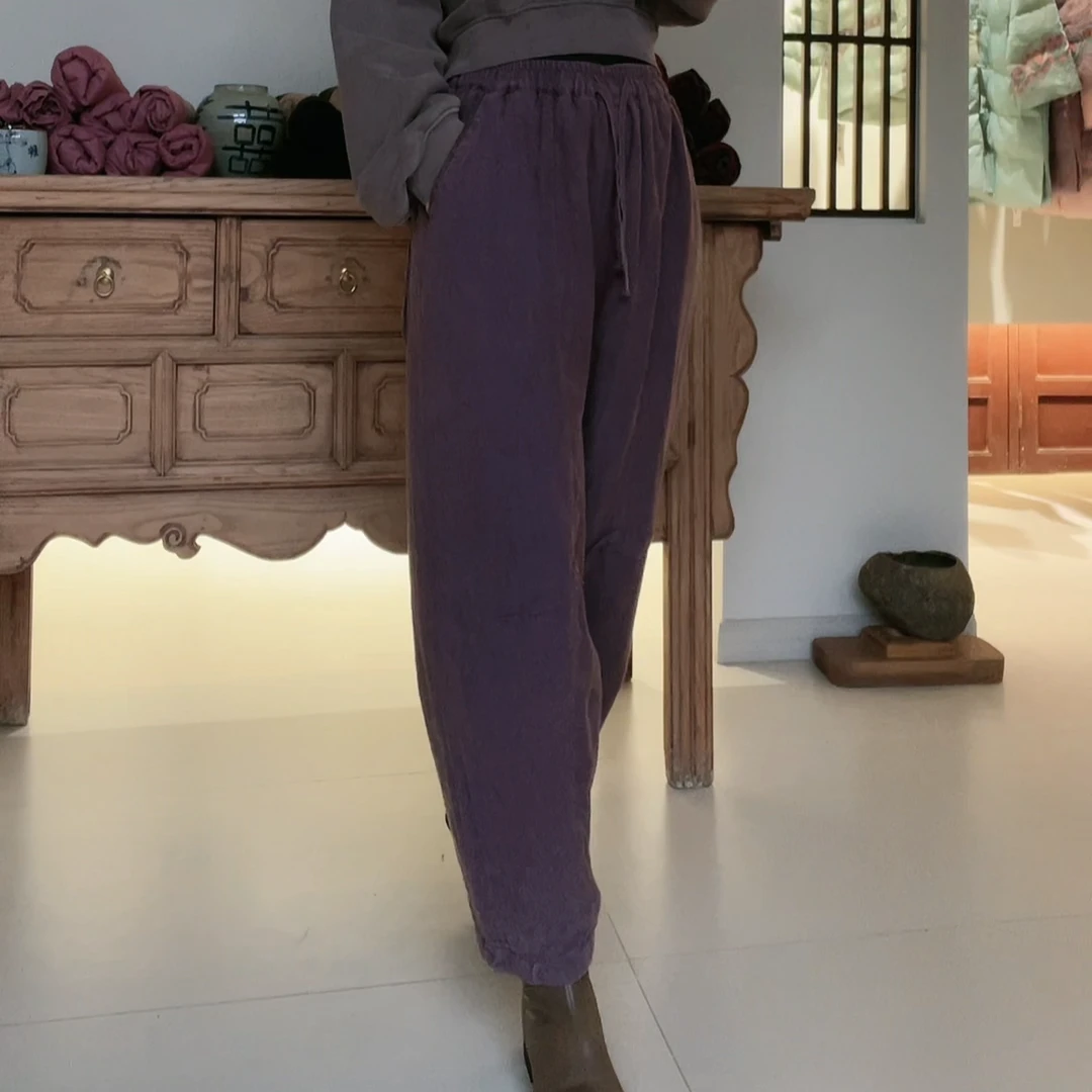 （蝶家）抽带水磨百搭休闲裤3078