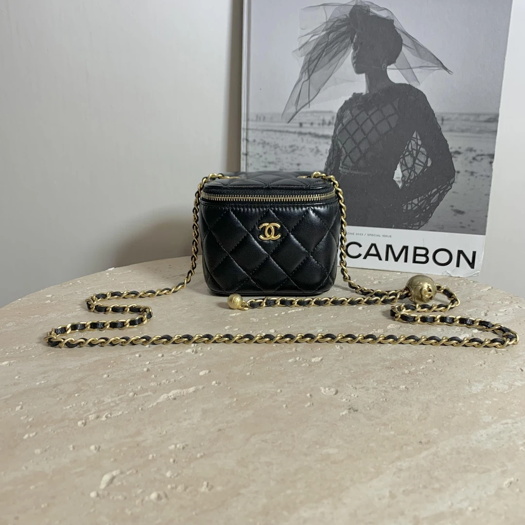 99新 Chanel/香奈儿 壹臻/21B 黑金金球mini盒子包/15679772