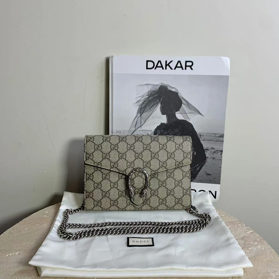 95新 GUCCI/古驰  壹臻中古/老花酒神woc链条包/73797481