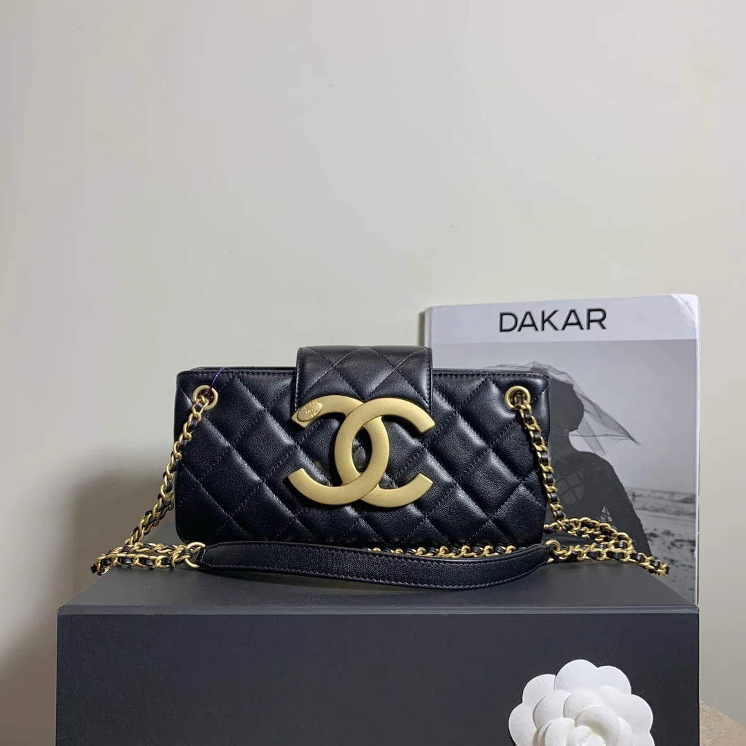 99新 Chanel/香奈儿 壹臻/24C黑金大logo法棍包/89734940