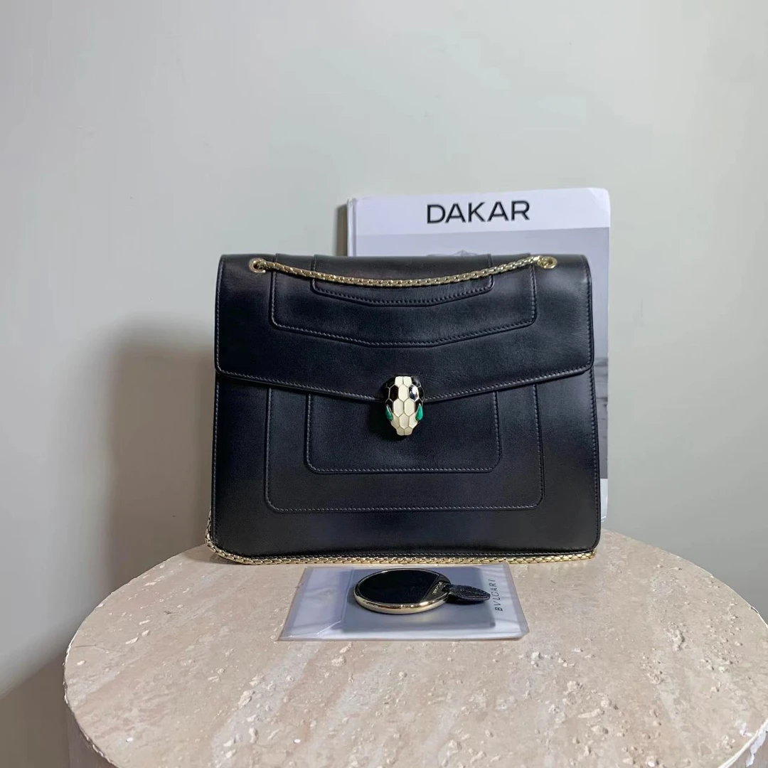 95新 BVLGARI/宝格丽 壹臻/宝格丽 黑色大号S头斜挎包/33740195
