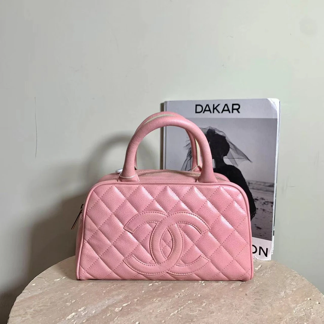 95新 Chanel/香奈儿 壹臻/樱花粉保龄球手提包/80325635