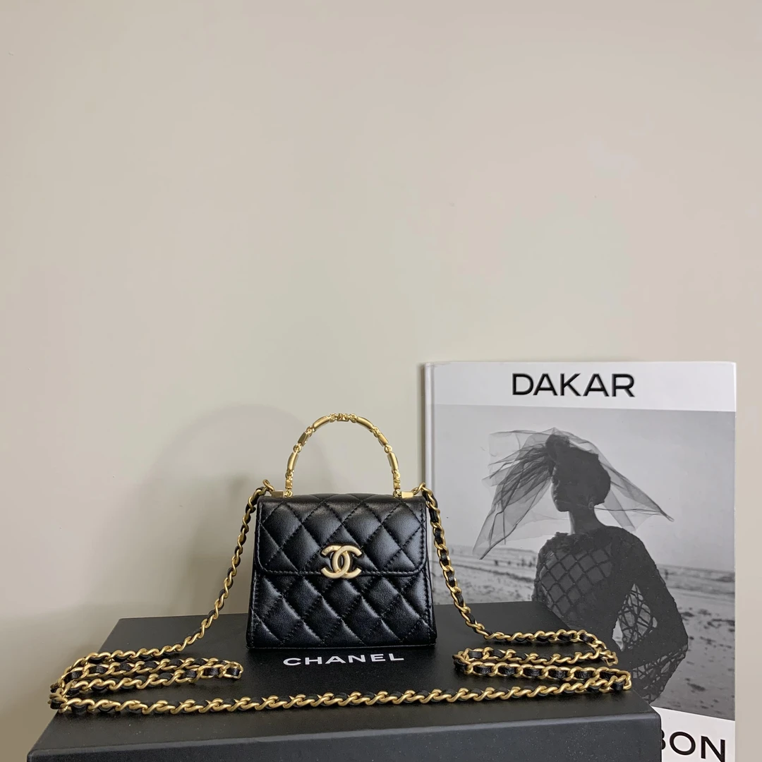 95新 Chanel/香奈儿 壹臻中古/22B黑金kelly mini手提包/60196853