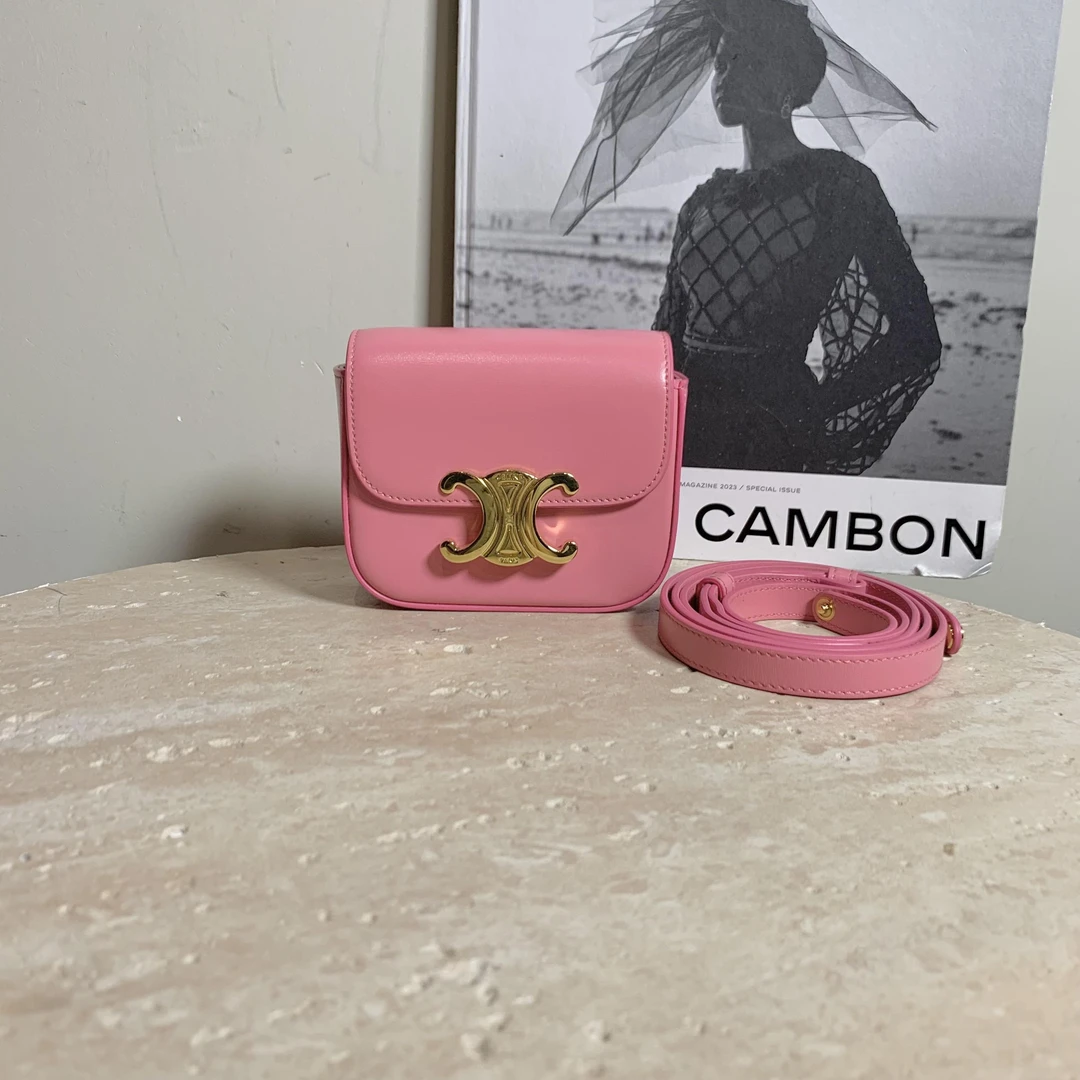 95新 Celine/思琳 壹臻/粉色凯旋门mini小废包 93146888
