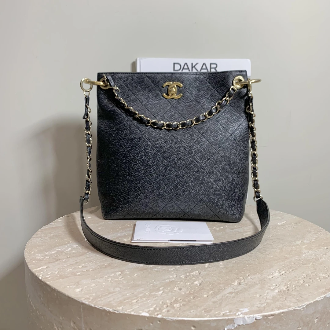 95新 Chanel/香奈儿 壹臻中古/29开 黑金嬉皮包/24257670