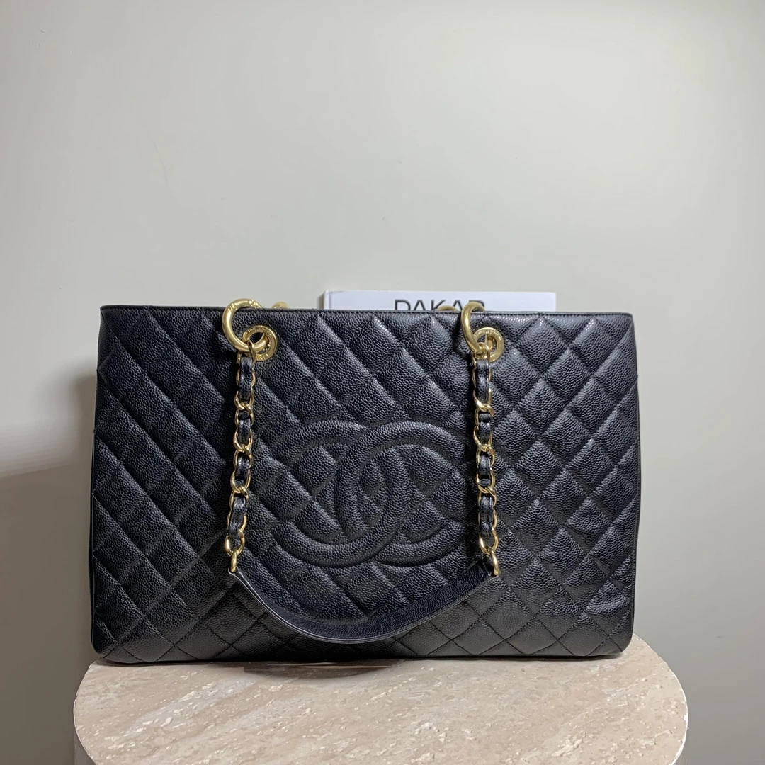 95新 Chanel/香奈儿 壹臻中古/黑金横版gst包 17开 / 38450321
