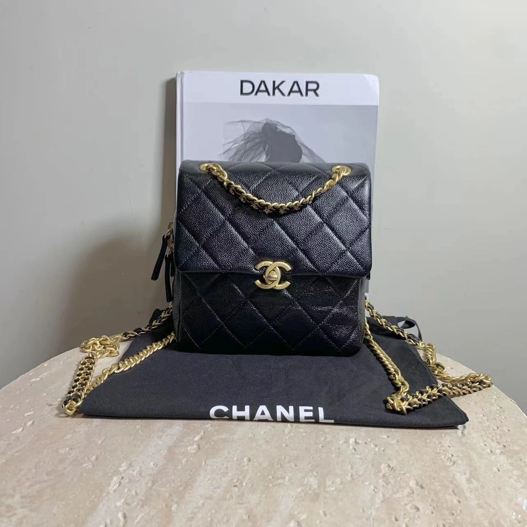 99新 Chanel/香奈儿 壹臻/22P 黑金Ado双肩包/67438347