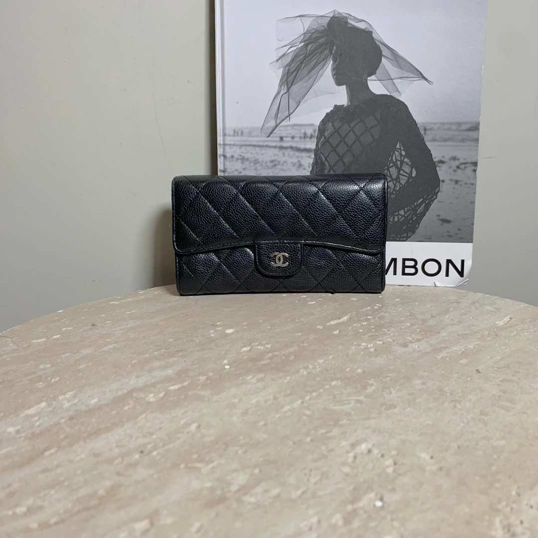 95新 Chanel/香奈儿 壹臻中古/18开 黑银长款钱包/95716806