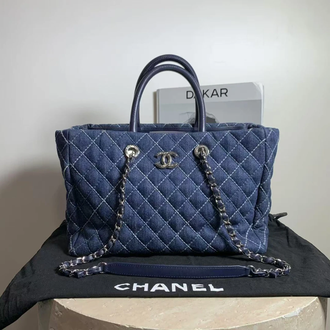 95新 Chanel/香奈儿 壹臻中古/27开 牛仔外缝tote包/98810234