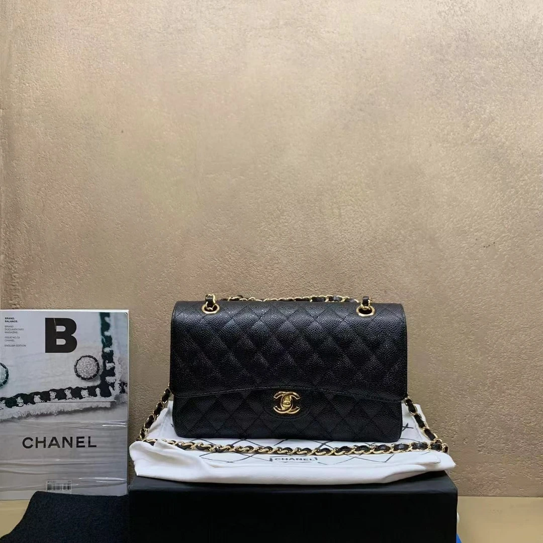 95新 壹臻中古/Chanel黑金荔枝牛cf中号 30开 /dx1522