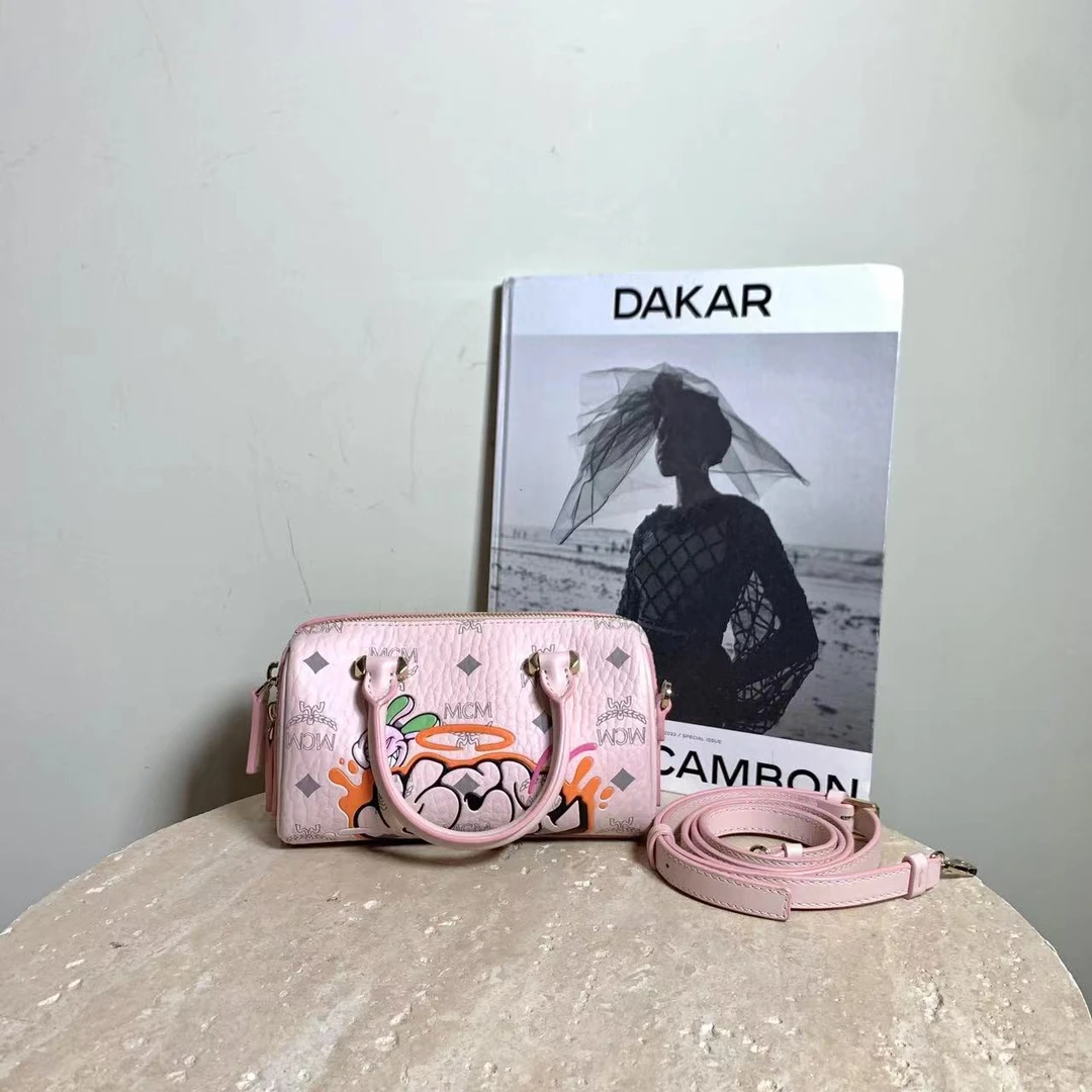 95新 MCM 壹臻/sambypen粉色联名波士顿包/ 292338261