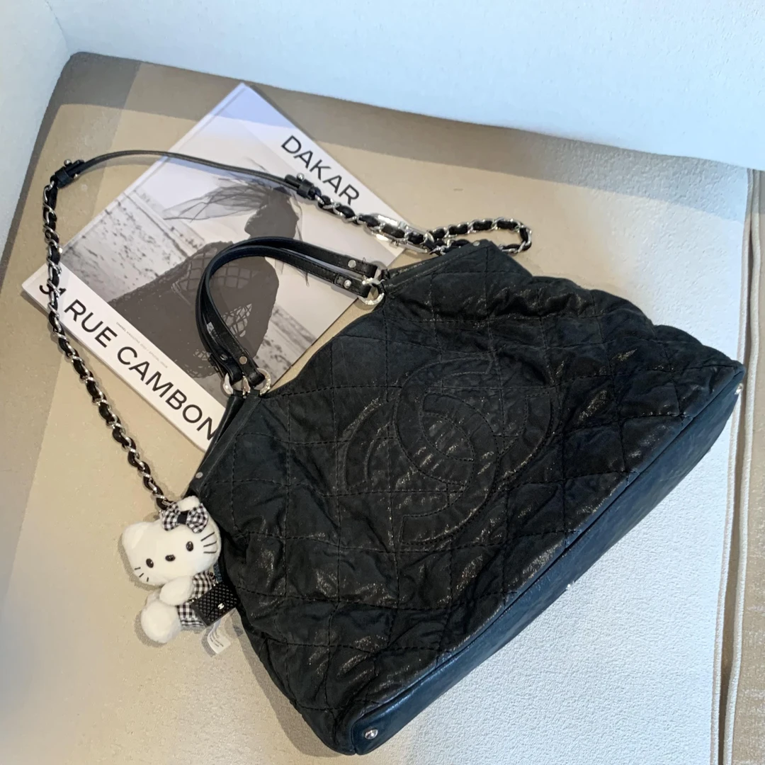 95新 Chanel/香奈儿 壹臻中古/16开 黑银单肩tote/42525070
