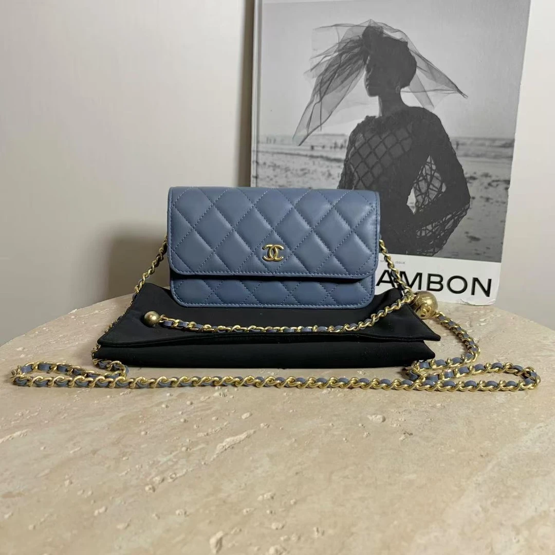 99新 Chanel/香奈儿 壹臻/23K蓝色金球手机包/49000474
