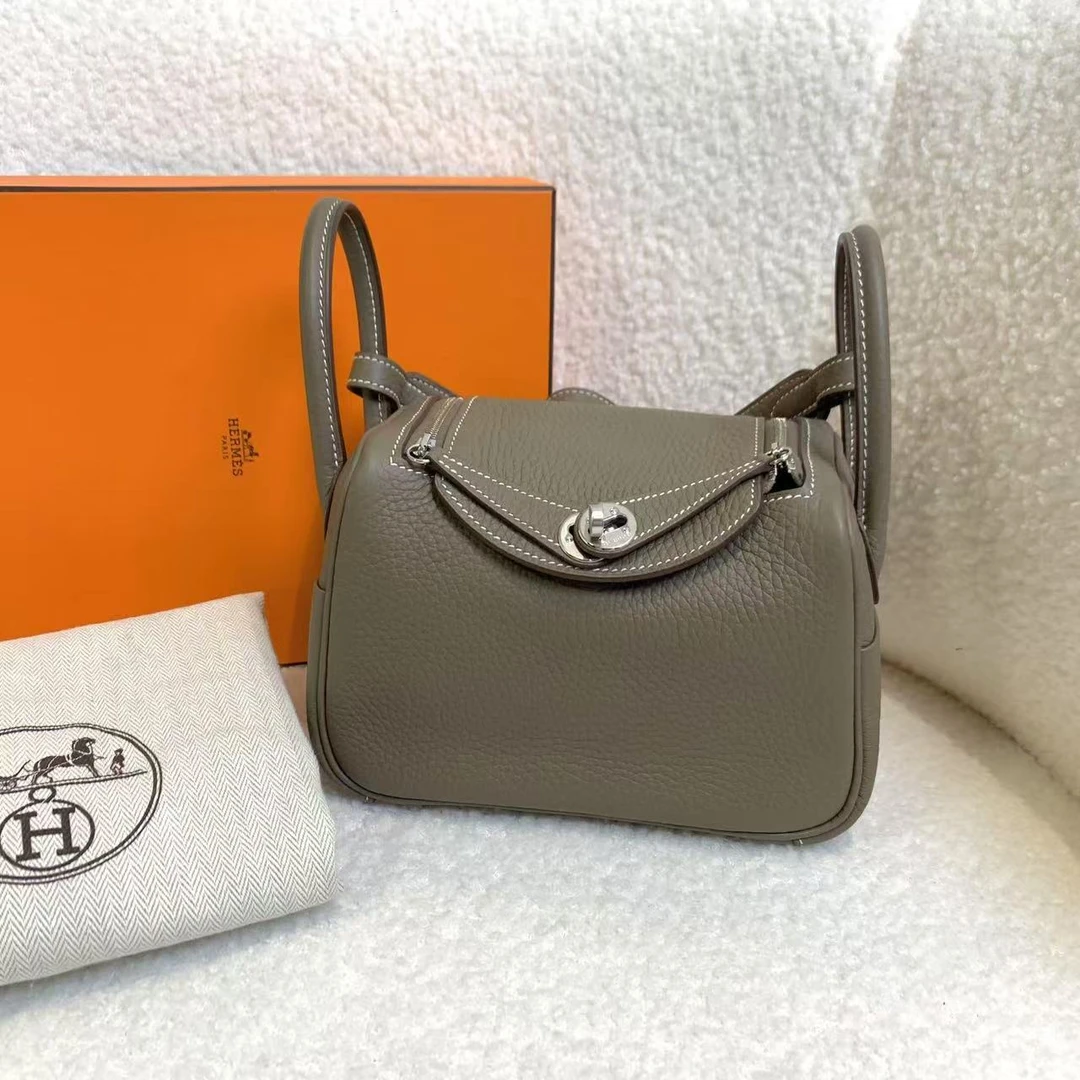 95新 Hermes/爱马仕 壹臻/大象灰银扣lindy mini w刻 94661147