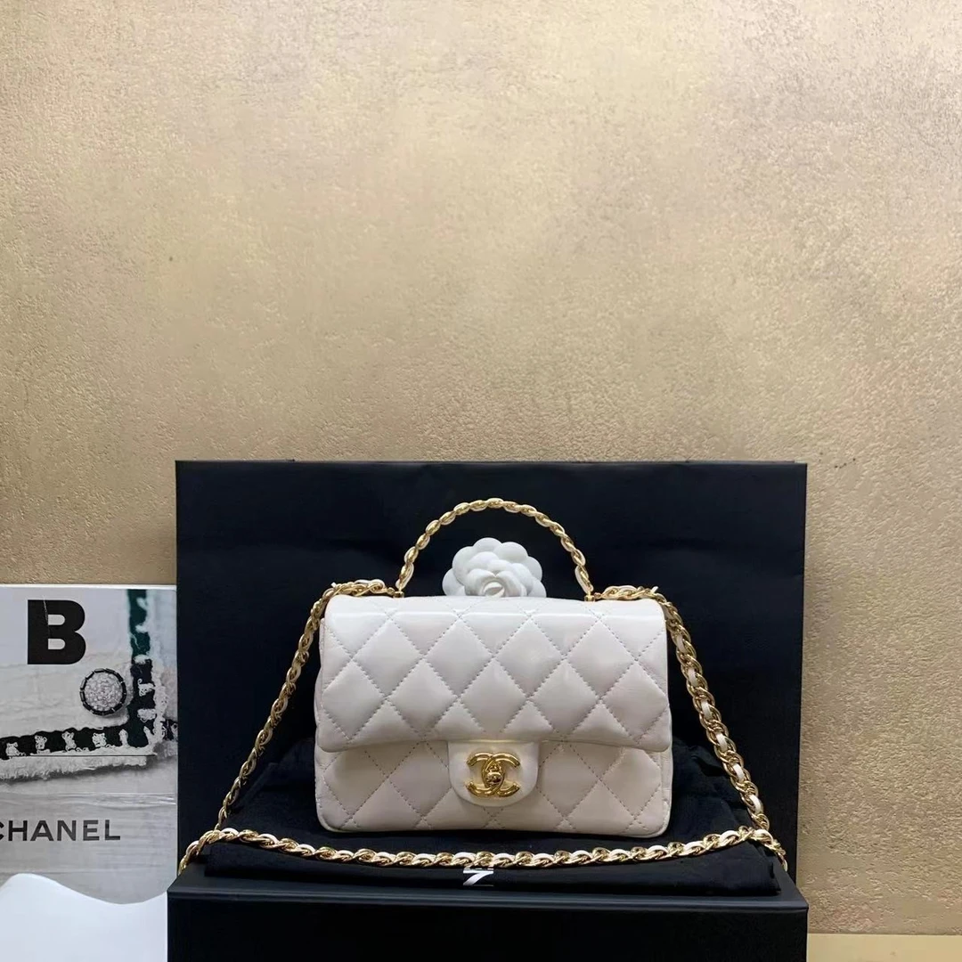 95新  壹臻中古/chanel23B白金羊手柄 大mini/ 54788547
