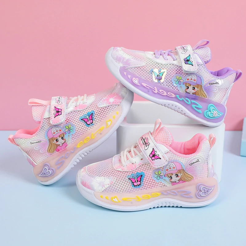 2024夏季新款艾莎公主鞋儿童鞋运动鞋跑步鞋儿童儿童鞋子女孩网面