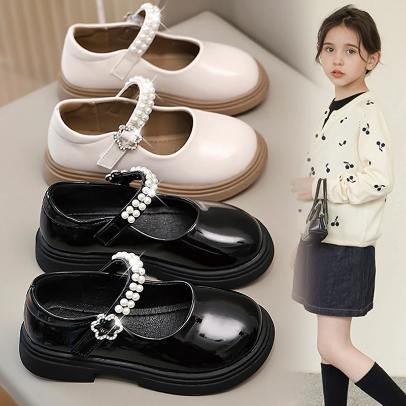 品牌女童夏季软底小皮鞋白色2024新款中大童英伦风黑色软皮乐福鞋