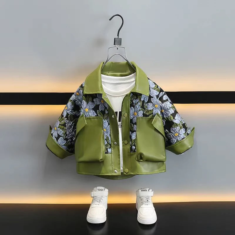 男童春秋装外套童装夹克春装洋气皮衣帅气时尚韩版中大童小童时髦