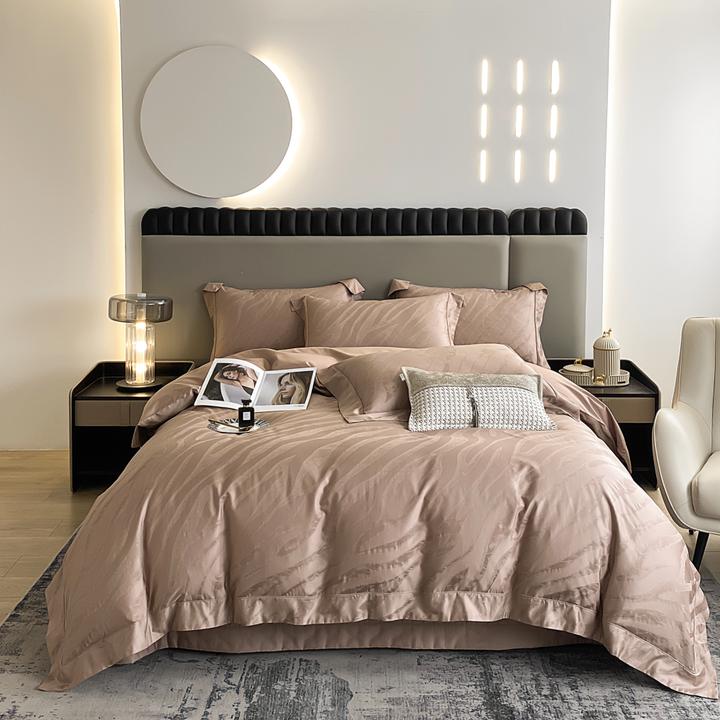 qeeboo-【维克多】轻奢纯棉长绒色织提花工艺床盖款四件套