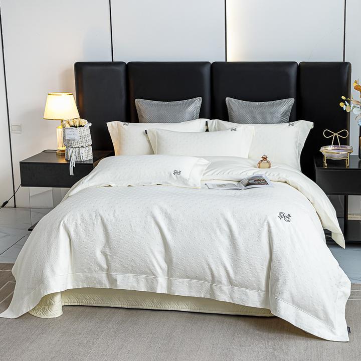 qeeboo（新品）天丝棉磨毛床盖款高端四件套轻奢提花套件加厚床盖