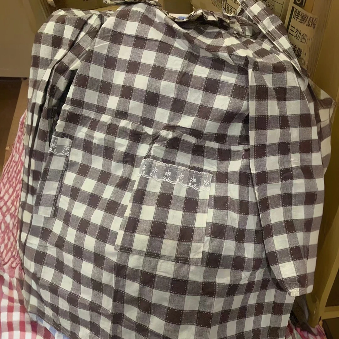 长袖家用格子围裙发2