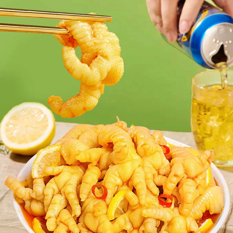 酸辣柠檬无骨鸡爪2斤 桶装新鲜网红即食去骨卤味凤爪熟食