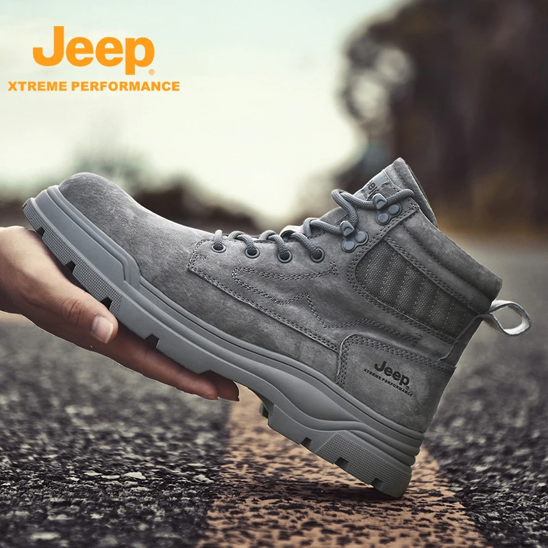 JEEP/吉普美式复古登山靴男士防滑耐磨户外徒步鞋时尚高帮工装靴