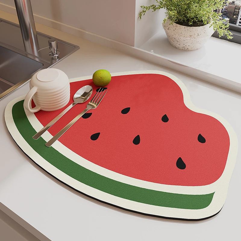 厨房台面沥水垫卡通多功能垫子硅藻泥免洗隔热吸水垫家用垫