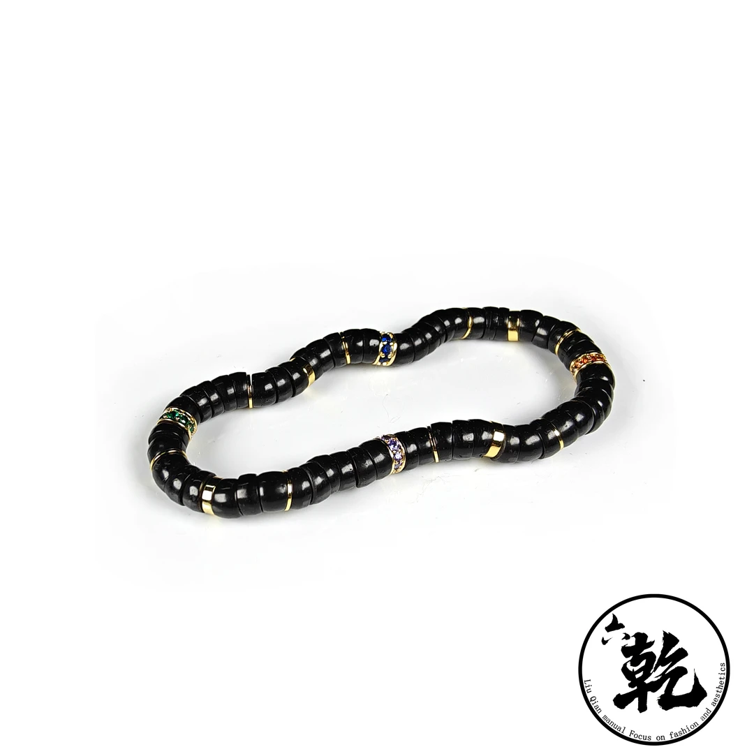 原生态黑金椰蒂满配款大肠型手串