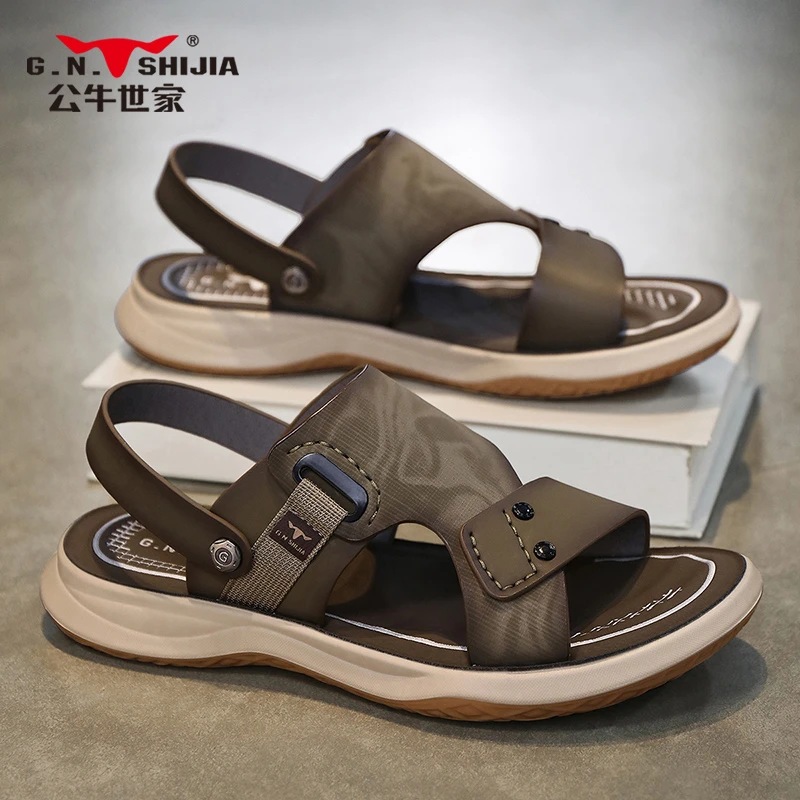 公牛世家凉鞋男夏季外穿防滑耐磨男士开车两用运动越南涉水沙滩鞋