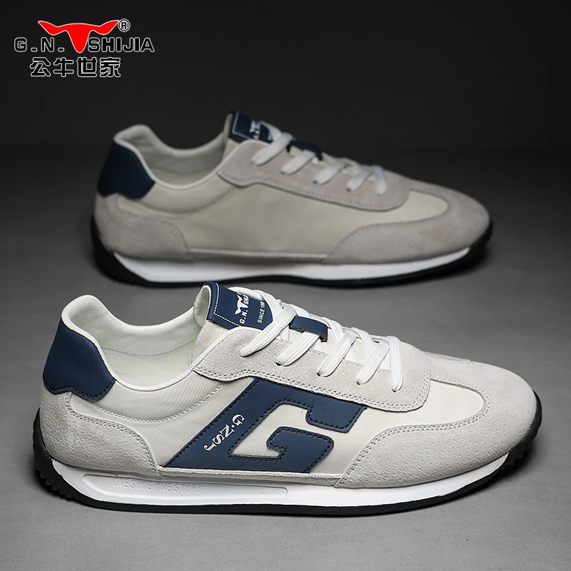 公牛世家男鞋夏季透气冰丝帆布阿甘鞋厚底轻便跑步鞋潮流休闲板鞋