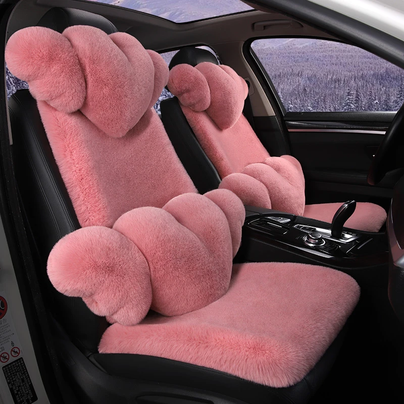 新款冬季毛绒汽车坐垫兔毛绒时尚个性网红女冬天保暖汽车座垫通用