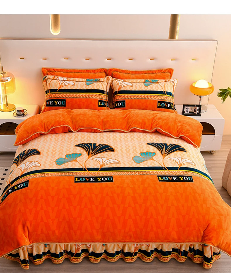 【金罗迪家纺】2025新品高克重毛绒四件套8--9斤加厚款印花绒四件套