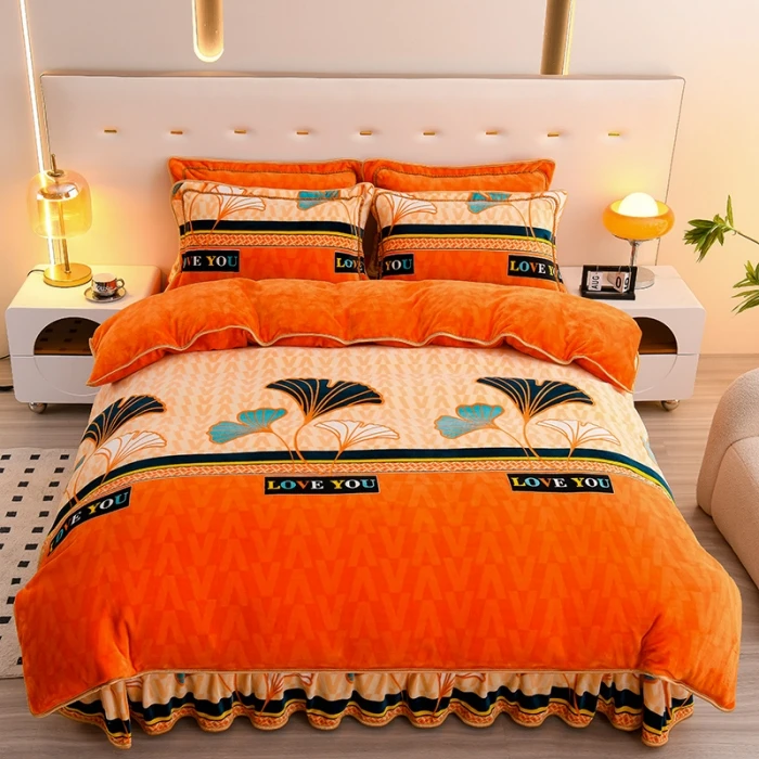 [金罗迪家纺】2025新品高克重毛绒四件套8--9斤加厚款印花绒四件套