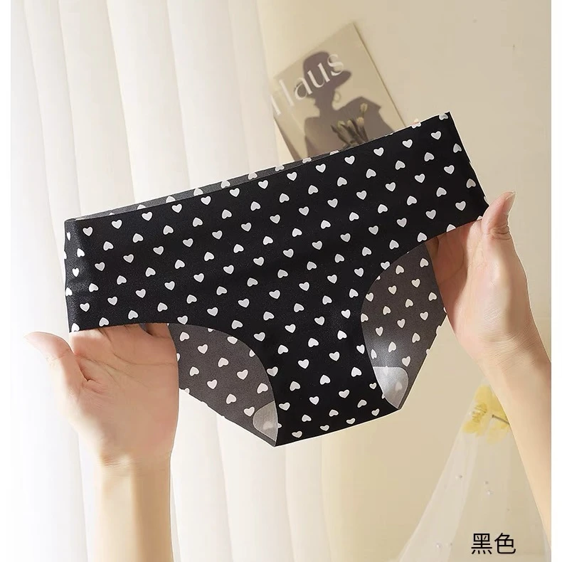 面膜无痕印花内裤女士冰丝薄款性感纯欲甜美风女棉裆新少女三角裤