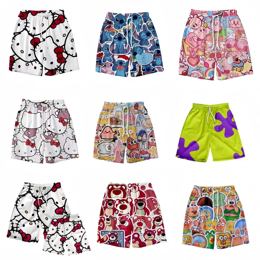 草莓熊派大星kt凯蒂猫篮球短裤男女夏季宽松情侣休闲沙滩裤睡裤