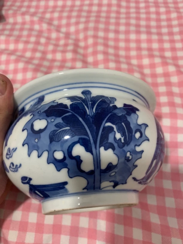 青花人物笔洗摆件