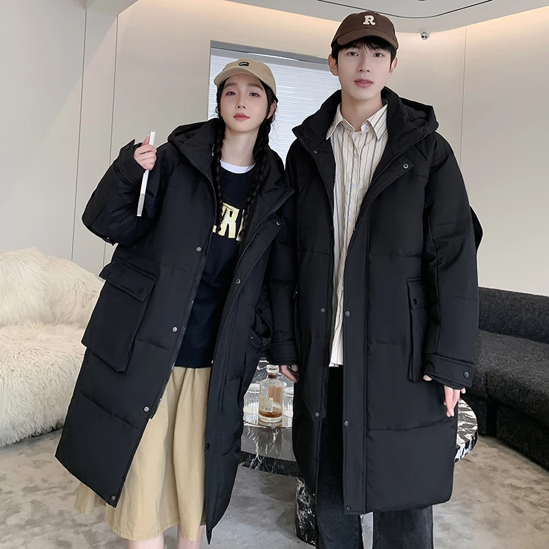 2306情侣装羽绒服时尚休闲连帽宽松中长款加厚保暖韩版潮流