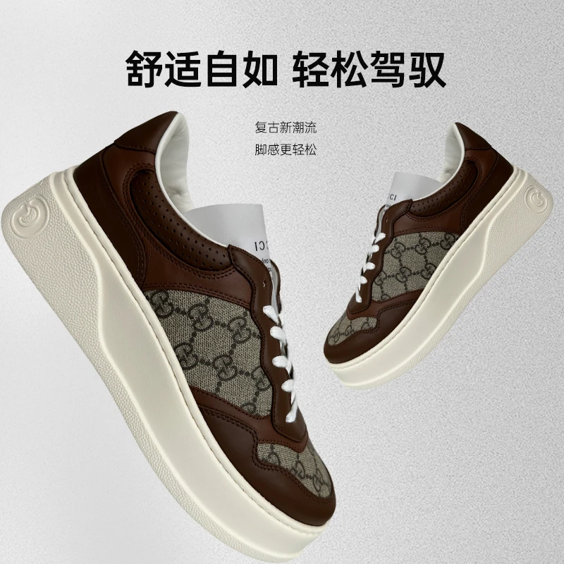未使用 GUCCI/古驰 男款舒百搭潮流厚底脚感透气休闲饼干鞋